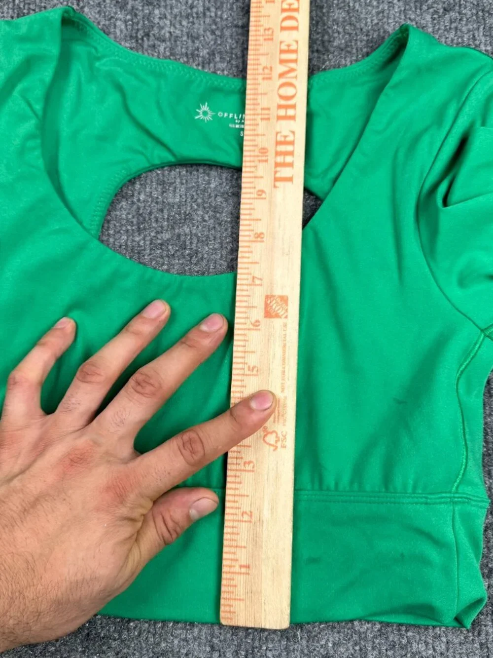 OFFLINE by Aerie Real Me Stretchable Fabric Long Sleeve Keyhole Crop Top Green S